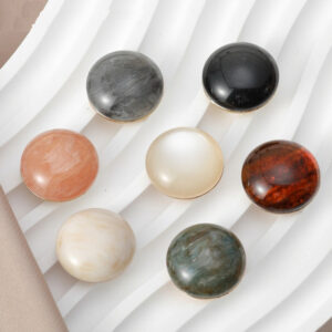 7-Color Pearlescent Resin Cat's Eye Buttons with Metal Base 35 Pack 