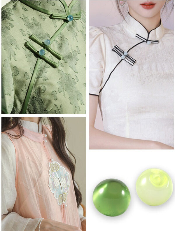 250pcs Colorful Resin Round Chinese Cheongsam Pearl Buttons - Image 3