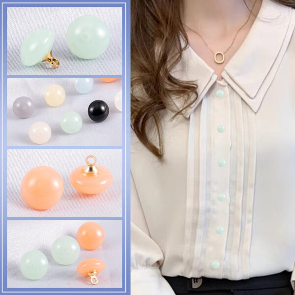 10mm Round Jelly-Colored Resin Buttons for Shirts 50pcs - Image 2