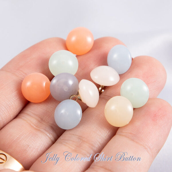 10mm Round Jelly-Colored Resin Buttons for Shirts 50pcs - Image 4
