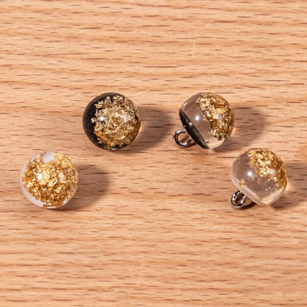 10mm Chinese Gold Foil Resin Pearl Buttons Set of 60 - Image 2