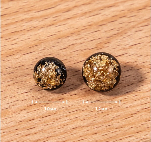 10mm Chinese Gold Foil Resin Pearl Buttons Set of 60 - Image 6