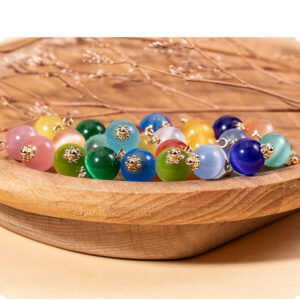 10mm Cat's Eye Stone Round Bead Chinese Cheongsam Button 65 Pack 