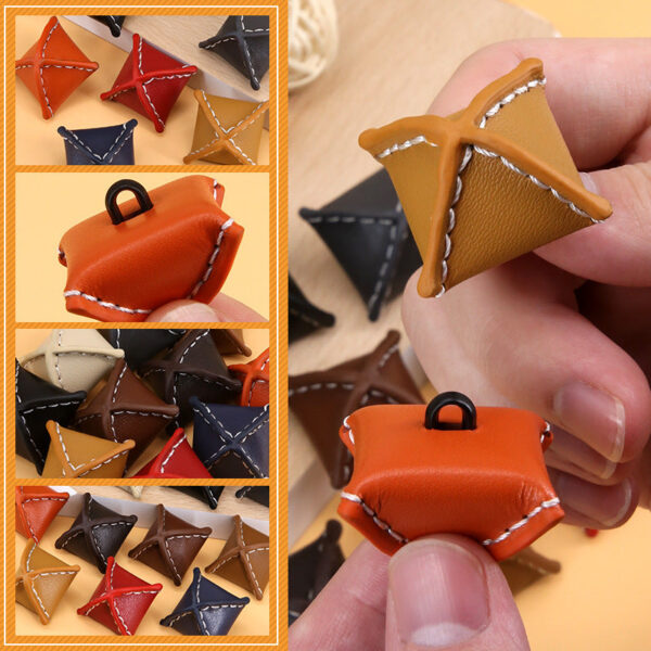 Rhombus Genuine Leather Buttons for Women's Cashmere Coats 10 Pack