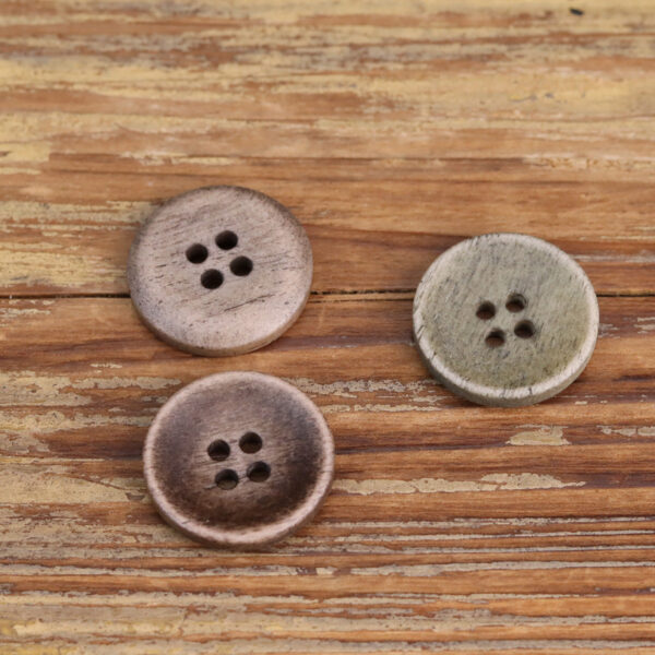 Natural Textured Shallow Bowl-Shaped Bovine Bone Buttons 10pcs - Image 2