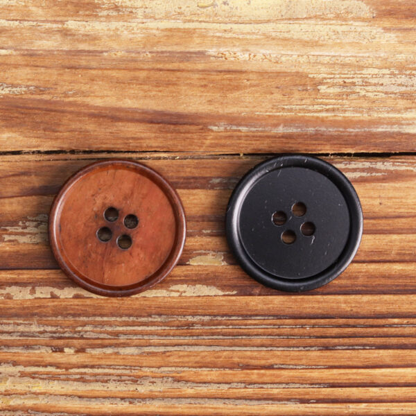 Flat Thin-Edged Four-Hole Black Bovine Bone Buttons 10pcs - Image 6