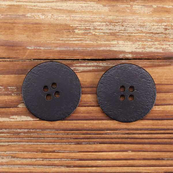 18-40L Bovine Bone Black Painted Round-Edged Four-Hole Buttons 12pcs - Image 5