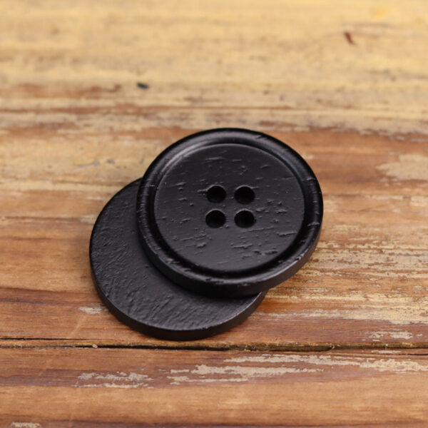 18-40L Bovine Bone Black Painted Round-Edged Four-Hole Buttons 12pcs - Image 4
