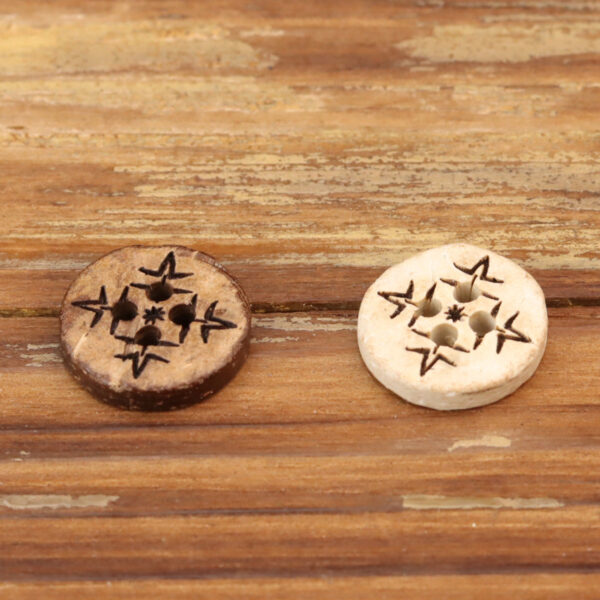 18-24L Coffee White Natural Wood Plum Blossom Thickened Buttons 20 Pack - Image 3