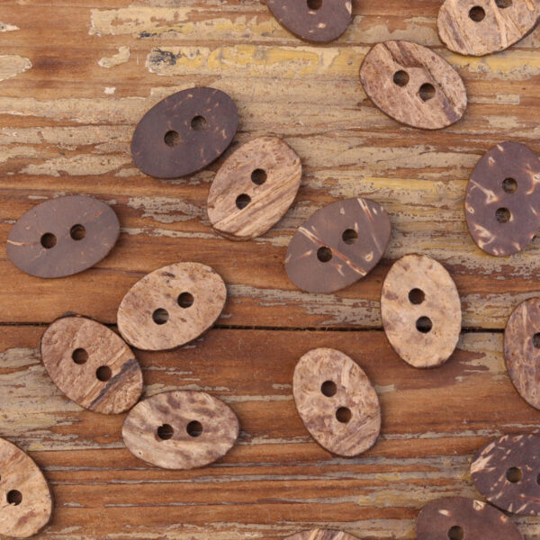 24L Oval Natural Coconut Shell Two-Hole Buttons for Kids' Clothing 20pcs