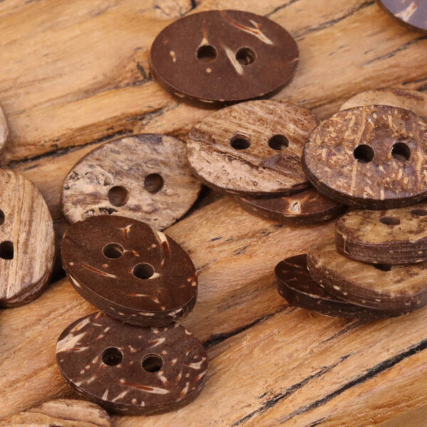 24L Oval Natural Coconut Shell Two-Hole Buttons for Kids' Clothing 20pcs