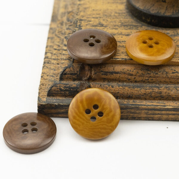 Yellow Coffee Laser Engraving Tagut Nut Shell Buttons 15 Pack - Image 3