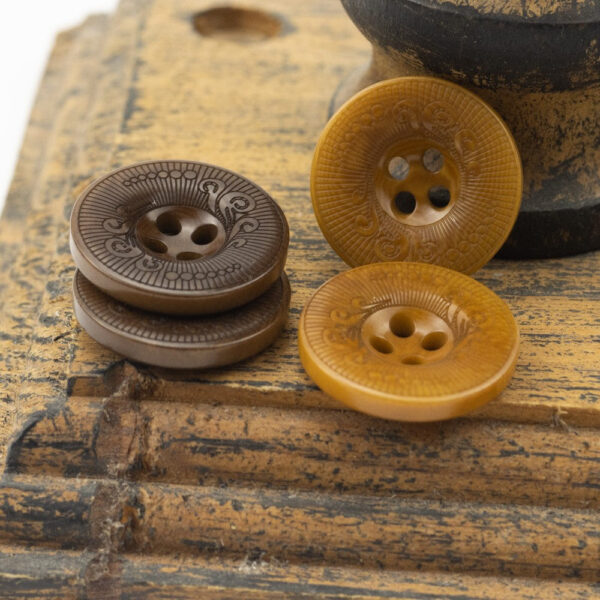 Yellow Coffee Laser Engraving Tagut Nut Shell Buttons 15 Pack - Image 2