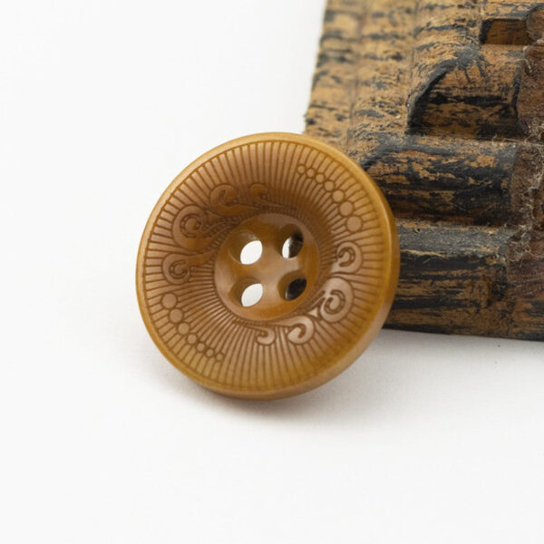 Yellow Coffee Laser Engraving Tagut Nut Shell Buttons 15 Pack - Image 4