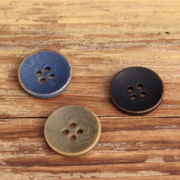 Bowl-Shaped Natural Fruit Buttons Black Blue Green Burned Edges 12PCS - Image 4