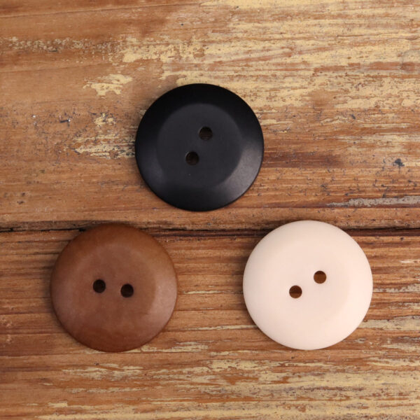 Red-Khaki Bowl-Shaped Two-Hole Corozo Buttons 25 Pack - Image 2
