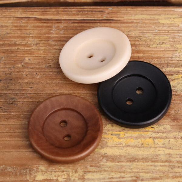 Red-Khaki Bowl-Shaped Two-Hole Corozo Buttons 25 Pack - Image 3