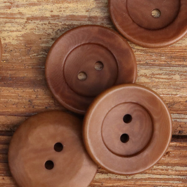 Red-Khaki Bowl-Shaped Two-Hole Corozo Buttons 25 Pack - Image 5