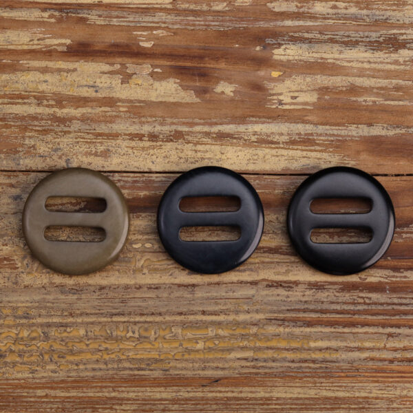 Two Oblong Hole Corozo Buttons Black Navy Blue Khaki 15 Pack (3 Colors) - Image 2