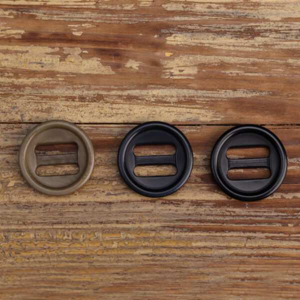 Two Oblong Hole Corozo Buttons Black Navy Blue Khaki 15 Pack (3 Colors) - Image 3
