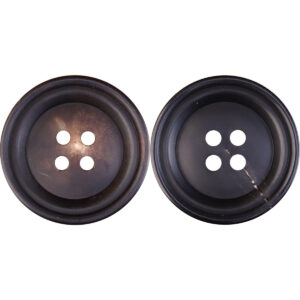 15-25mm Black Coffee Double-Circle Matte Retro Horn Buttons 25 Pack