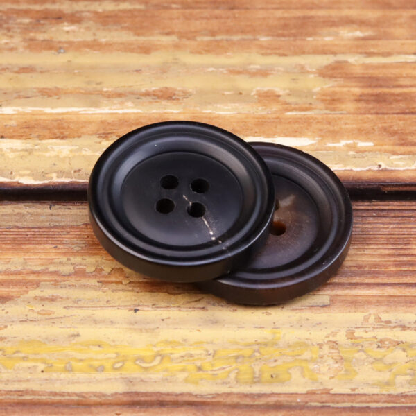 15-25mm Black Coffee Double-Circle Matte Retro Horn Buttons 25 Pack - Image 3