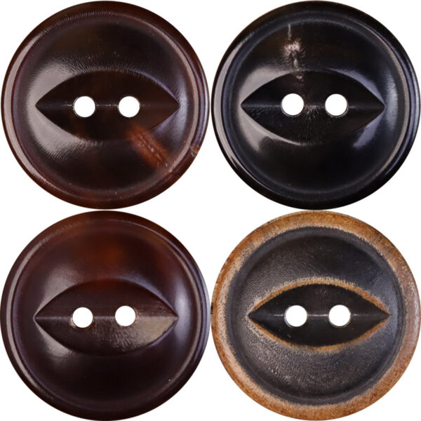11.5-25mm Burnished Black Coffee Fish-Eye Horn Buttons 30 Pack
