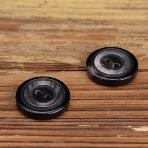 Silver-Gray Black Two-Hole Water Buffalo Horn Buttons 10pcs - Image 2