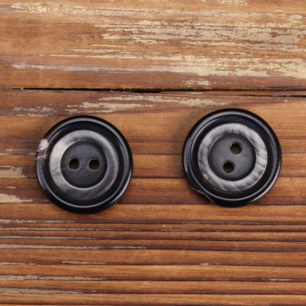 Silver-Gray Black Two-Hole Water Buffalo Horn Buttons 10pcs - Image 3