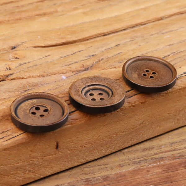 Retro Distressed Burned Yellowish Woolen Suit Coat Horn Buttons 25 Pack - Image 3