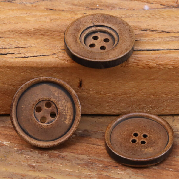 Retro Distressed Burned Yellowish Woolen Suit Coat Horn Buttons 25 Pack - Image 4