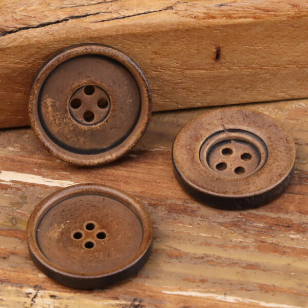 Retro Distressed Burned Yellowish Woolen Suit Coat Horn Buttons 25 Pack - Image 2