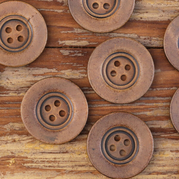 Retro Distressed Burned Yellowish Woolen Suit Coat Horn Buttons 25 Pack - Image 6