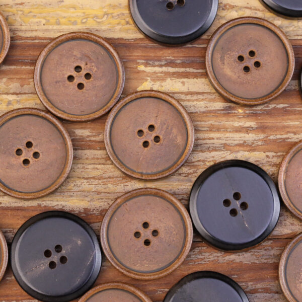 Retro Distressed Burned Yellowish Woolen Suit Coat Horn Buttons 25 Pack - Image 7