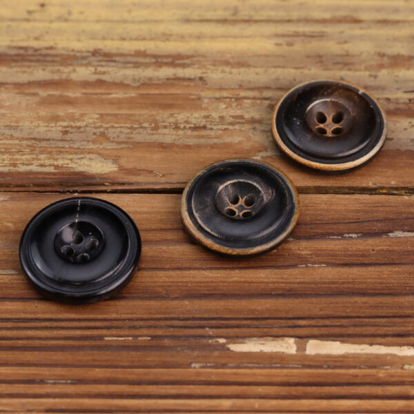Burnished Black Dark Coffee Natural Horn Buttons 15 Pack (3 Colors) - Image 3