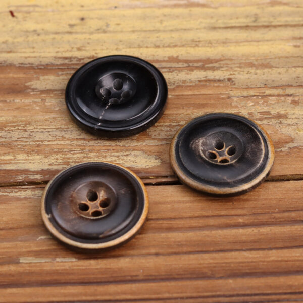 Burnished Black Dark Coffee Natural Horn Buttons 15 Pack (3 Colors) - Image 4