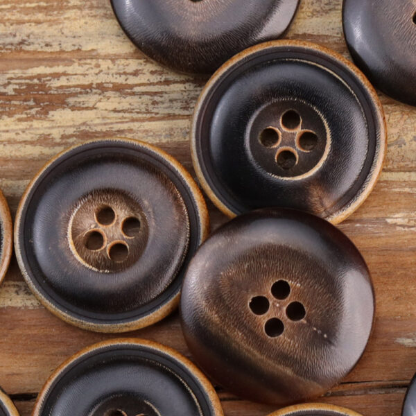 Burnished Black Dark Coffee Natural Horn Buttons 15 Pack (3 Colors) - Image 7