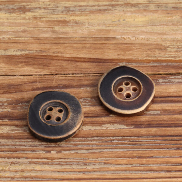 Black Coffee Irregular Shaped Burnished Horn Buttons 25 Pack (5 Sizes) - Image 3
