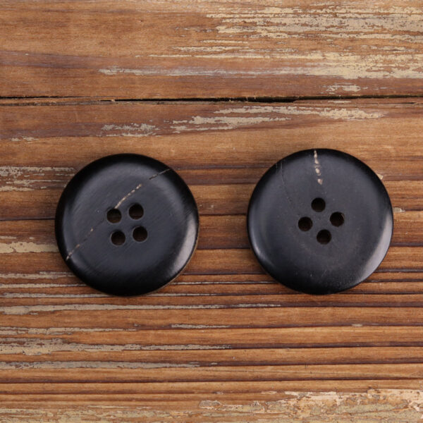 Vintage Bowl-Shaped Four-Hole Black Burnished Horn Buttons 25 Pack - Image 2