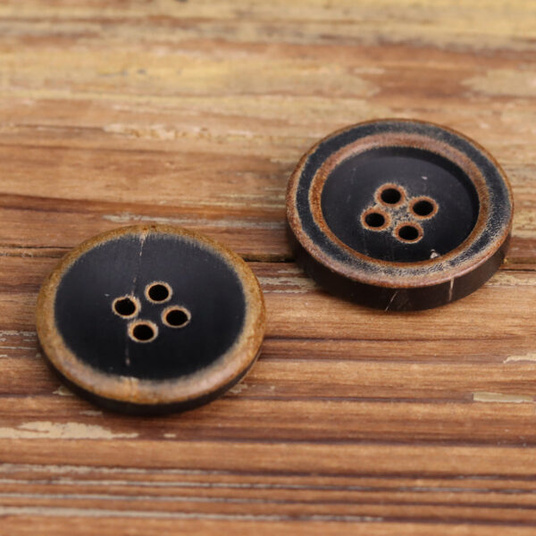 Vintage Bowl-Shaped Four-Hole Black Burnished Horn Buttons 25 Pack - Image 3