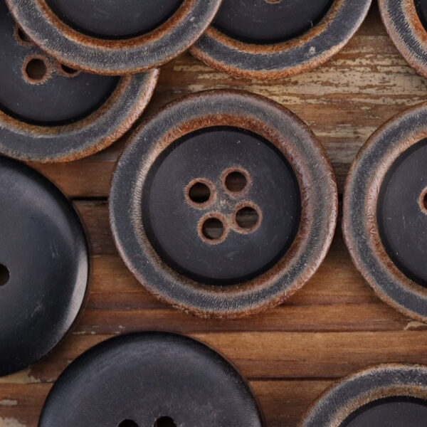 Vintage Bowl-Shaped Four-Hole Black Burnished Horn Buttons 25 Pack - Image 5