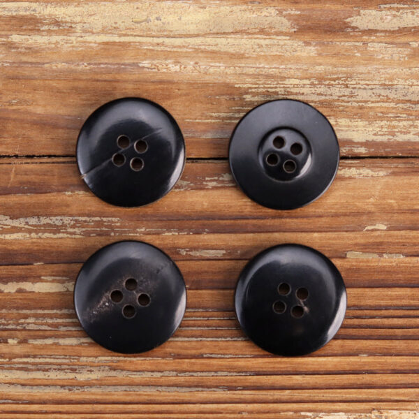 Retro Horn Round-Edged All-Black Burnished Buttons 20 Pack(5 Sizes) - Image 2