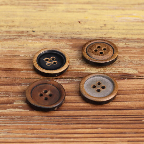 Retro Horn Round-Edged All-Black Burnished Buttons 20 Pack(5 Sizes) - Image 3