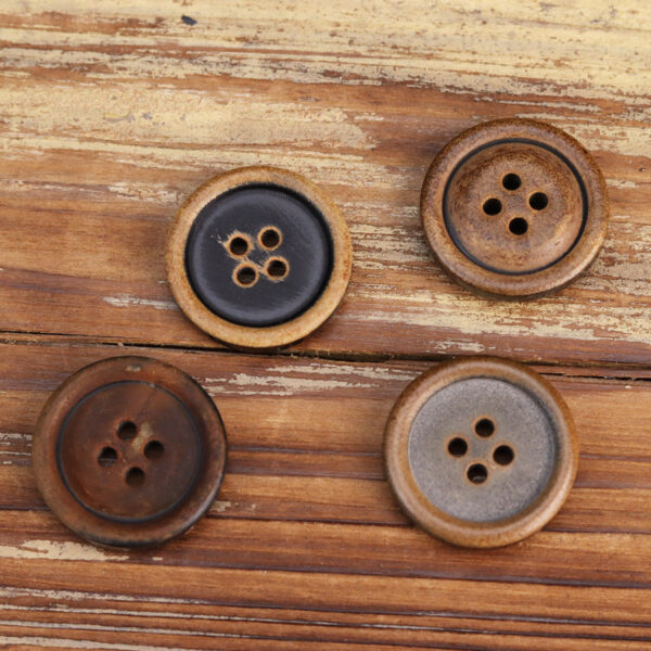 Retro Horn Round-Edged All-Black Burnished Buttons 20 Pack(5 Sizes) - Image 4