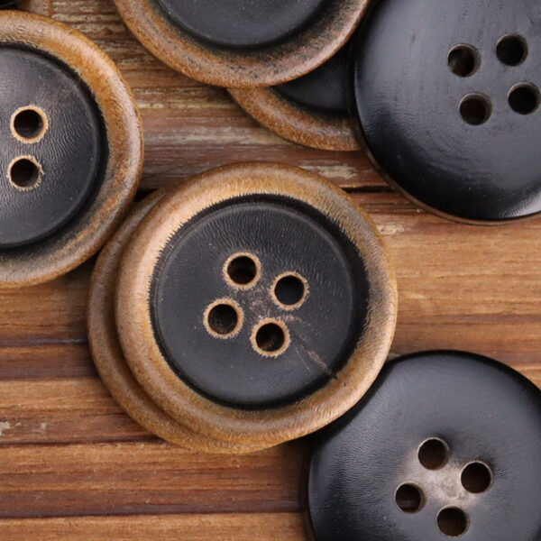 Retro Horn Round-Edged All-Black Burnished Buttons 20 Pack(5 Sizes) - Image 6