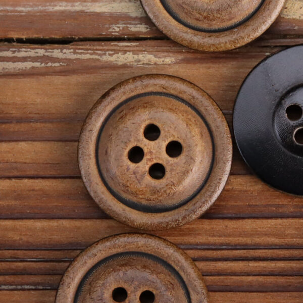 Retro Horn Round-Edged All-Black Burnished Buttons 20 Pack(5 Sizes) - Image 7