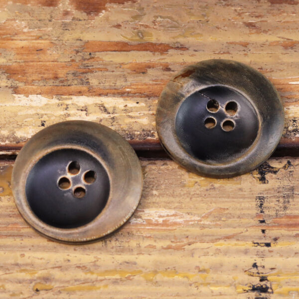 Crescent-Shaped Retro Burned Black Horn Four-Hole Buttons 25 Pack - Image 3
