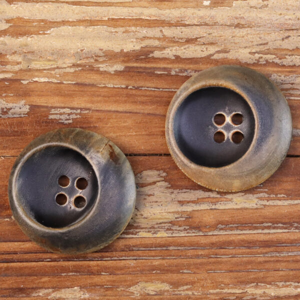 Crescent-Shaped Retro Burned Black Horn Four-Hole Buttons 25 Pack - Image 4