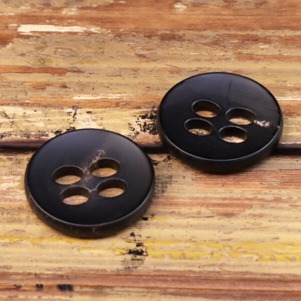 25MM Large-Eye Four-Hole Black Horn Buttons 20pcs - Image 5