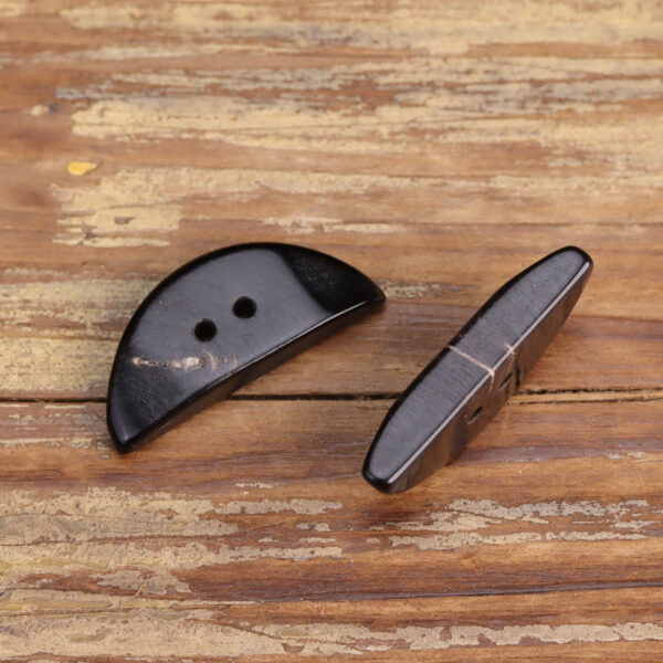 Black Irregular Triangular Half-Moon Natural Horn Buttons 4pcs - Image 2